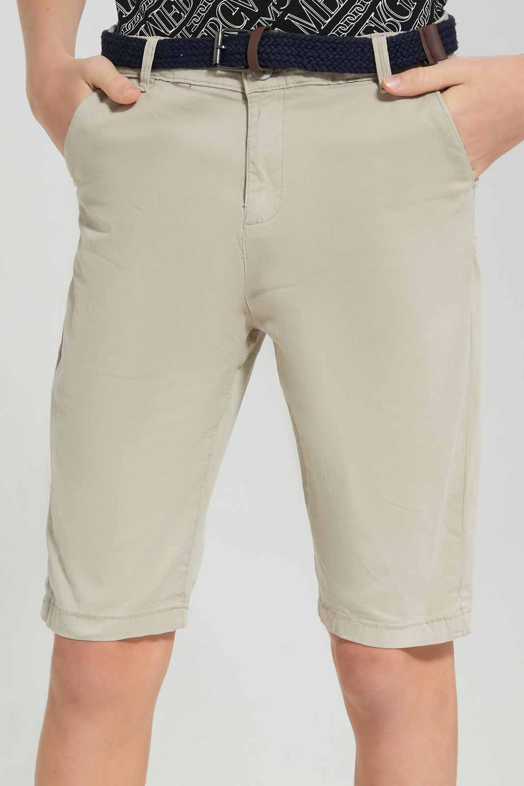 Redtag-Beige-Belted-Short-BSR-Shorts,-Category:Shorts,-Colour:Beige,-Deals:New-In,-Filter:Senior-Boys-(8-to-14-Yrs),-New-In-BSR-APL,-Non-Sale,-Section:Boys-(0-to-14Yrs),-W22O-Senior-Boys-9 to 14 Years