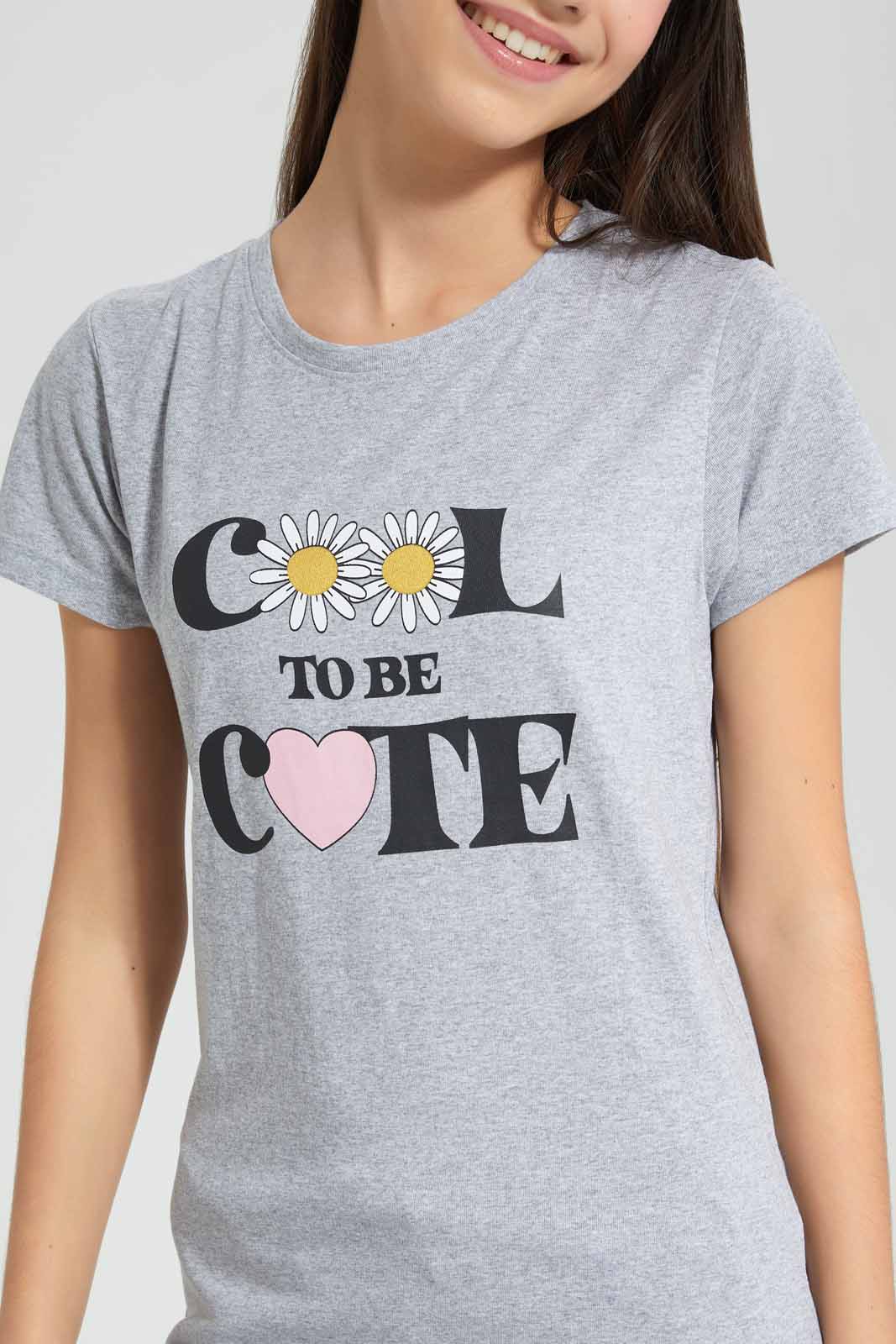 Redtag-Grey-Melange-Basic-T-Shirt-Category:T-Shirts,-Colour:Grey,-Deals:New-In,-Filter:Senior-Girls-(9-to-14-Yrs),-GSR-T-Shirts,-New-In-GSR-APL,-Non-Sale,-Section:Girls-(0-to-14Yrs),-TBL,-W22A-Senior-Girls-9 to 14 Years