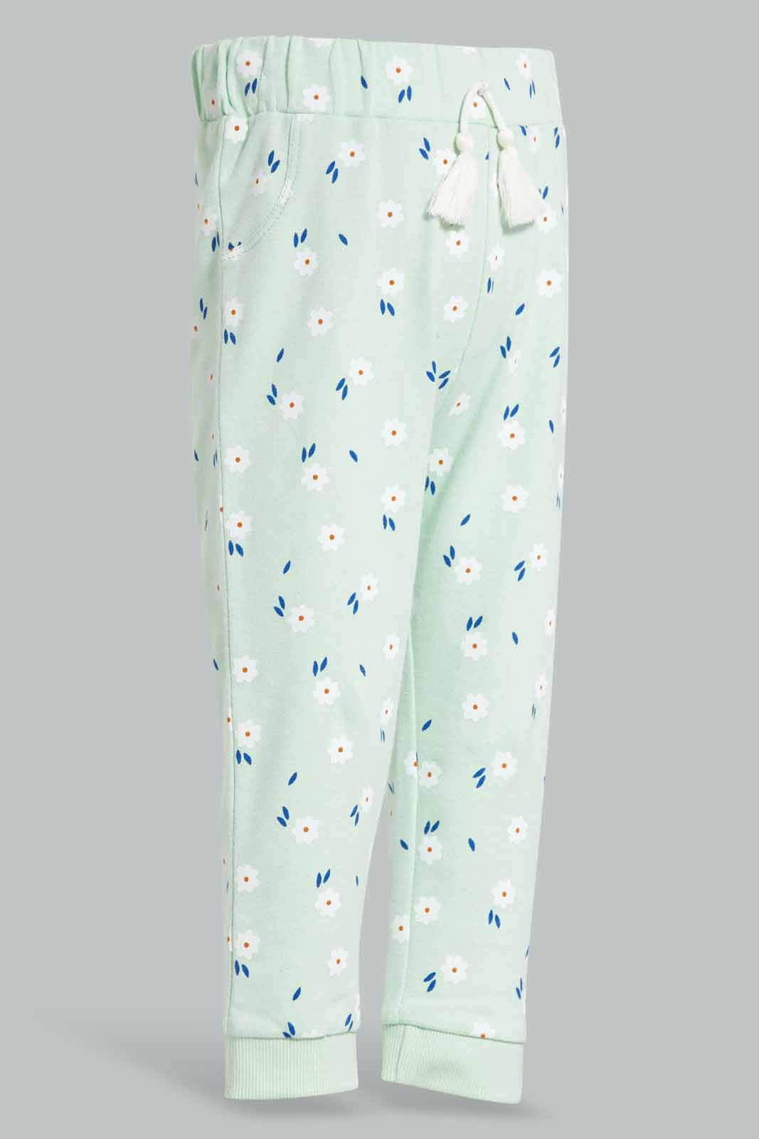 Redtag-Mint-Floral-AOP-Active-Pant-Category:Joggers,-Colour:Mint,-Deals:New-In,-Filter:Infant-Girls-(3-to-24-Mths),-ING-Joggers,-New-In-ING-APL,-Non-Sale,-Section:Girls-(0-to-14Yrs),-TBL,-W22A-Infant-Girls-3 to 24 Months