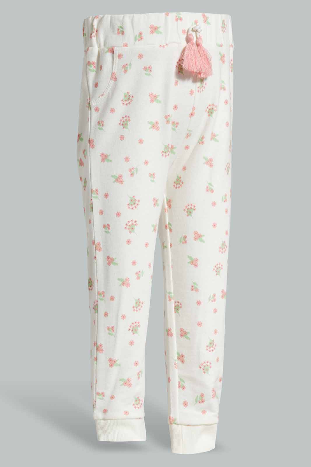Redtag-Ivory-Floral-AOP-Active-Pant-Category:Joggers,-Colour:Ivory,-Deals:New-In,-Filter:Infant-Girls-(3-to-24-Mths),-ING-Joggers,-New-In-ING-APL,-Non-Sale,-Section:Girls-(0-to-14Yrs),-TBL,-W22A-Infant-Girls-3 to 24 Months