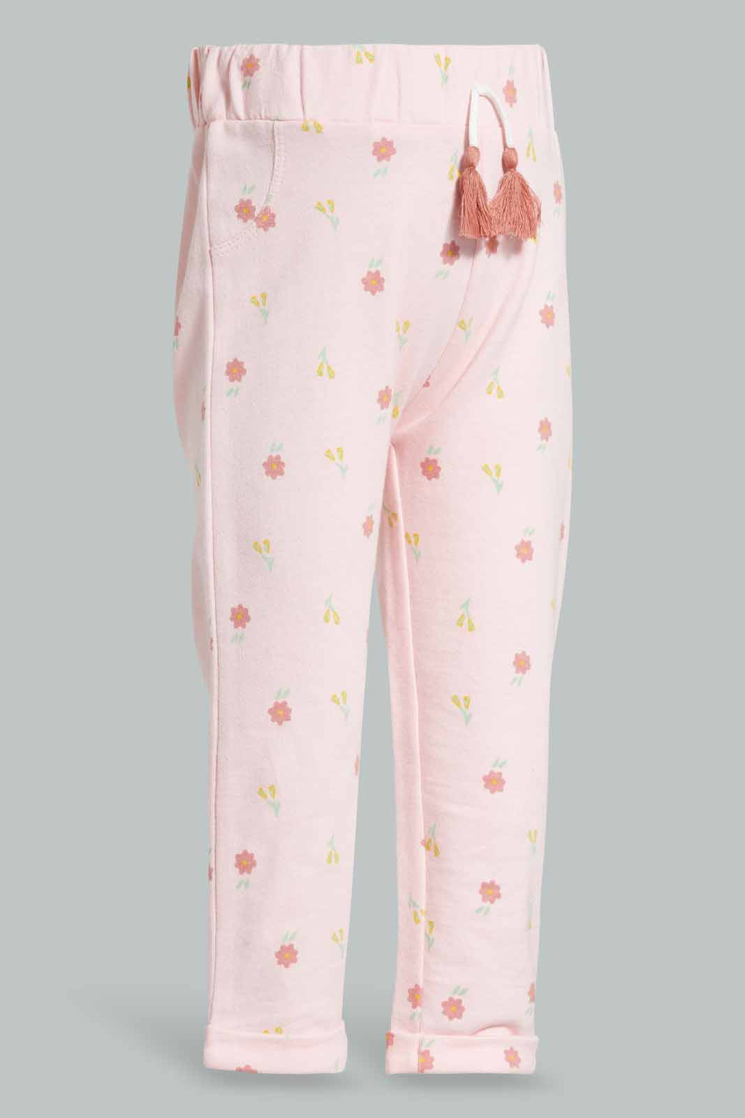 Redtag-Pink-Floral-AOP-Active-Pant-Category:Joggers,-Colour:Apricot,-Deals:New-In,-Filter:Infant-Girls-(3-to-24-Mths),-ING-Joggers,-New-In-ING-APL,-Non-Sale,-Section:Girls-(0-to-14Yrs),-TBL,-W22A-Infant-Girls-3 to 24 Months