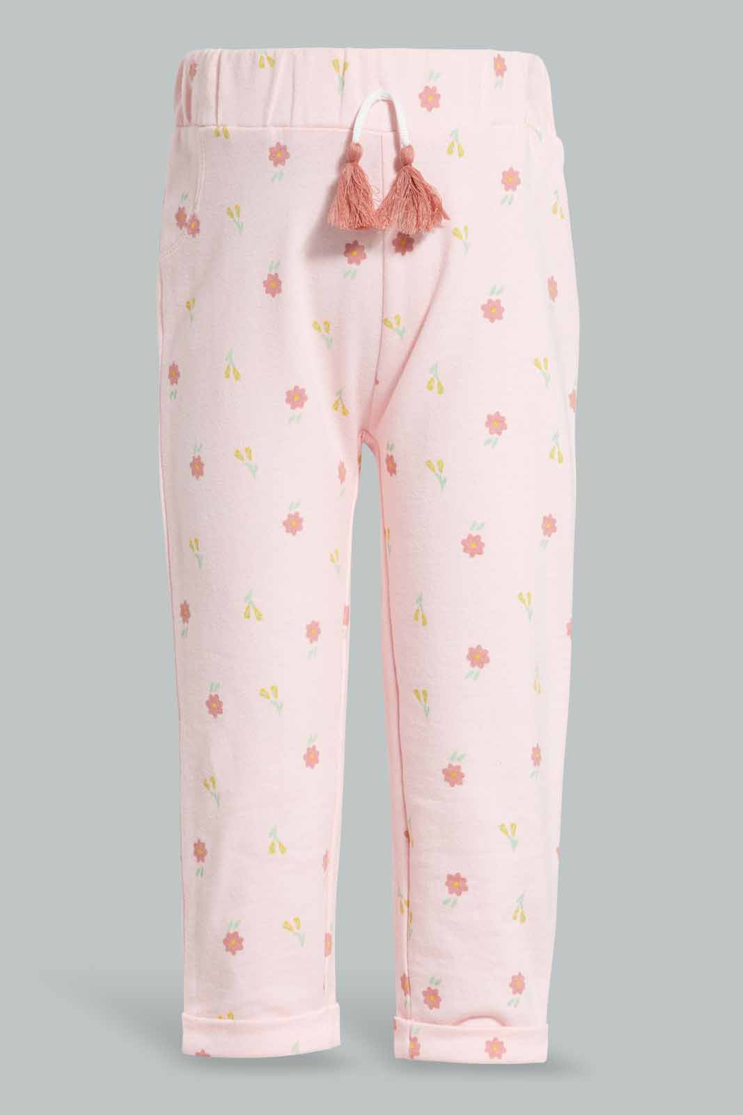 Redtag-Pink-Floral-AOP-Active-Pant-Category:Joggers,-Colour:Apricot,-Deals:New-In,-Filter:Infant-Girls-(3-to-24-Mths),-ING-Joggers,-New-In-ING-APL,-Non-Sale,-Section:Girls-(0-to-14Yrs),-TBL,-W22A-Infant-Girls-3 to 24 Months