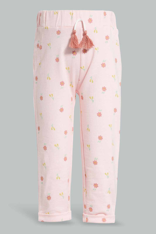 Redtag-Pink-Floral-AOP-Active-Pant-Category:Joggers,-Colour:Apricot,-Deals:New-In,-Filter:Infant-Girls-(3-to-24-Mths),-ING-Joggers,-New-In-ING-APL,-Non-Sale,-Section:Girls-(0-to-14Yrs),-TBL,-W22A-Infant-Girls-3 to 24 Months