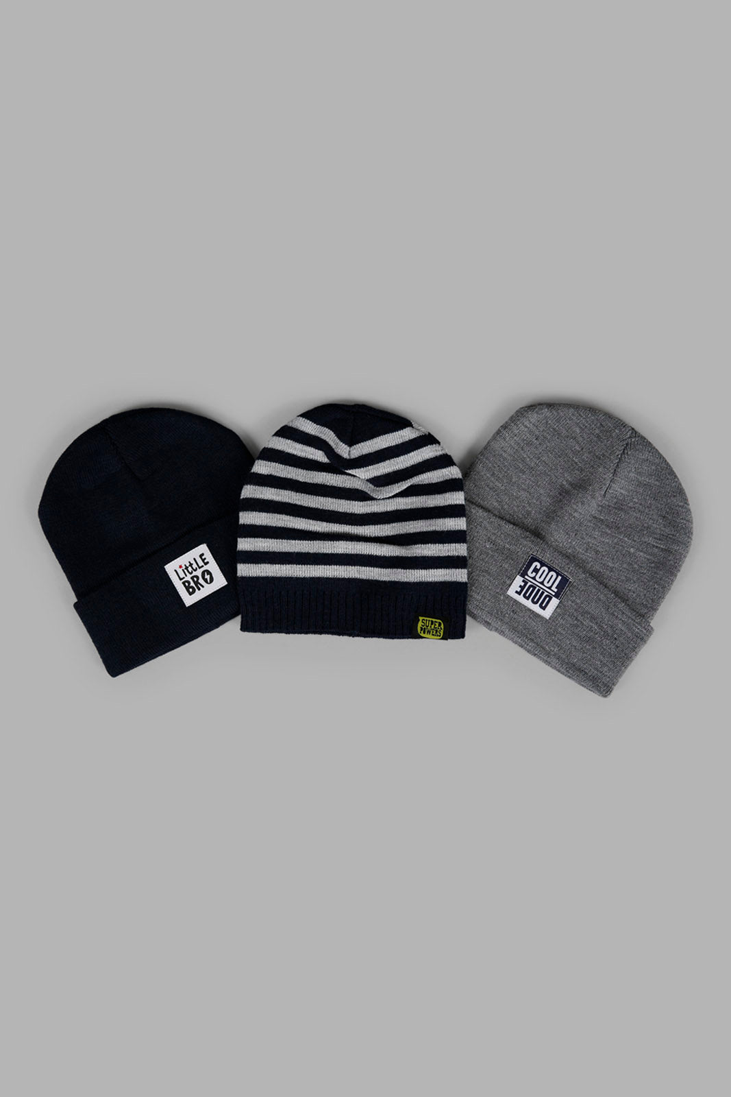 Redtag-Muliti-Color-Knitted-Cap-Set-Of-3-BOY-Knitted-Accessories,-Category:Knitted-Accessories,-Colour:Assorted,-Filter:Boys-Accessories,-New-In,-New-In-BOY-ACC,-Non-Sale,-Section:Boys-(0-to-14Yrs),-W22A-Boys-