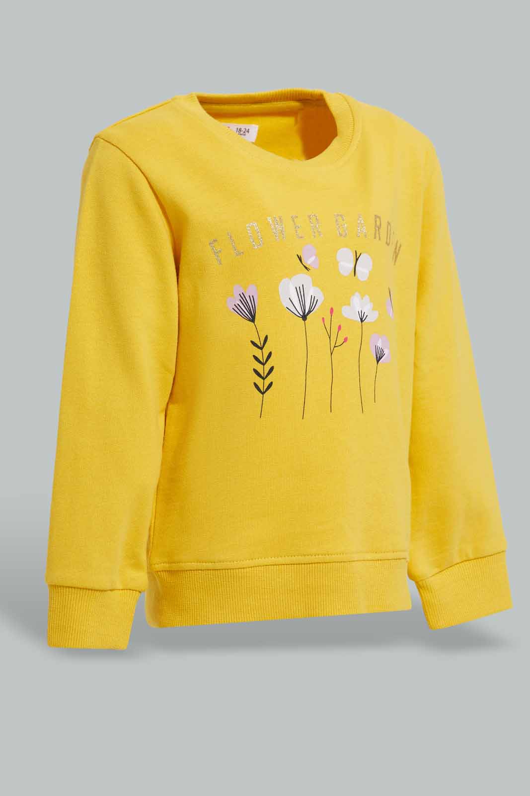 Redtag-Mustard-Floral-Print-Sweatshirt-Category:Sweatshirts,-Colour:Mustard,-Deals:New-In,-Filter:Infant-Girls-(3-to-24-Mths),-ING-Sweatshirts,-New-In-ING-APL,-Non-Sale,-Section:Girls-(0-to-14Yrs),-TBL,-W22A-Infant-Girls-3 to 24 Months