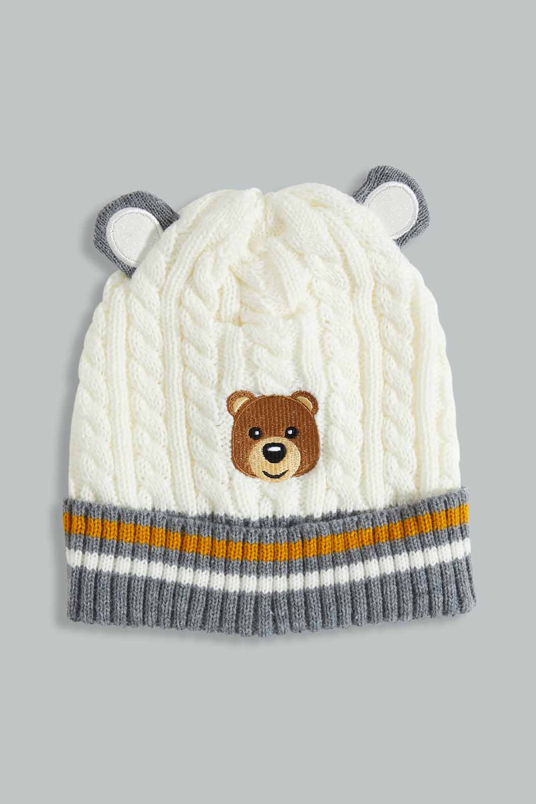 Redtag-White-Knitted-Cap-Set-Of-2-With-Gloves-BOY-Knitted-Accessories,-Category:Knitted-Accessories,-Colour:White,-Filter:Boys-Accessories,-NDAY,-New-In,-New-In-BOY-ACC,-Non-Sale,-Section:Boys-(0-to-14Yrs),-W22A-Boys-