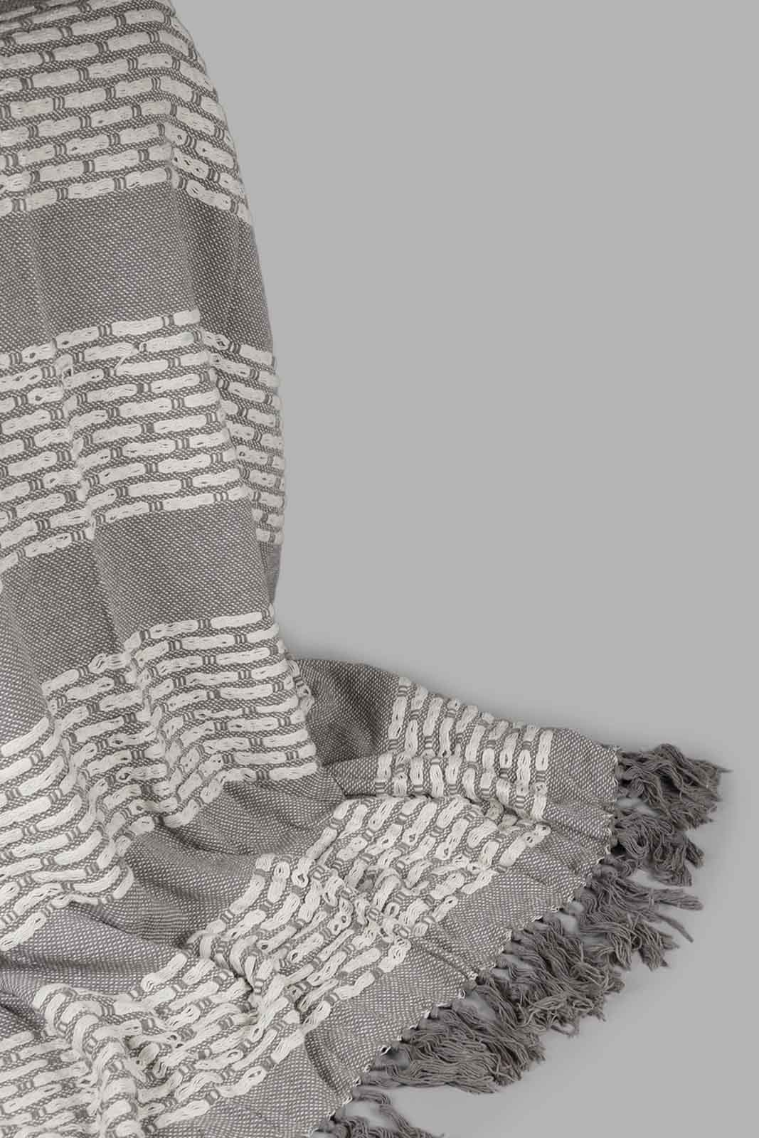 Redtag-Grey-Jacquard-Throw-With-Fringe-Category:Throws,-Colour:Grey,-Deals:New-In,-Filter:Home-Bedroom,-HMW-BED-Throws,-New-In-HMW-BED,-Non-Sale,-Section:Homewares,-W22A-Home-Bedroom-