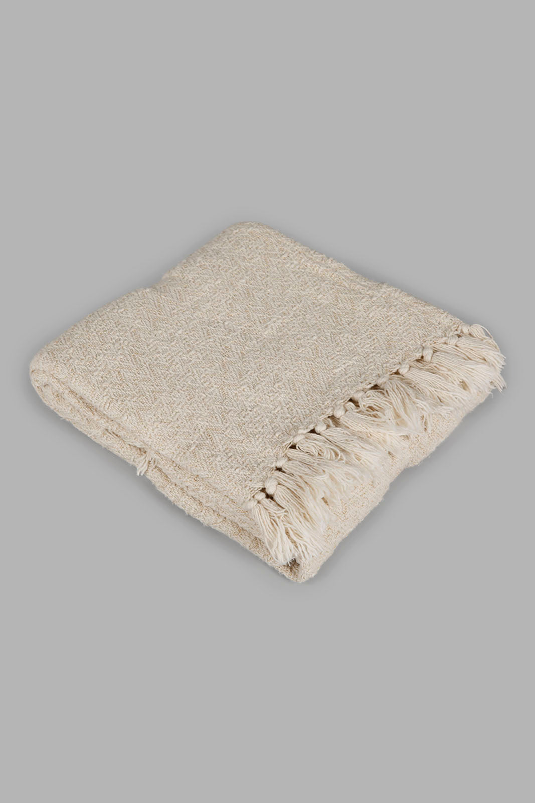 Redtag-Beige-Textured-Jacquard-Throw-Category:Throws,-Colour:White,-Deals:New-In,-Filter:Home-Bedroom,-HMW-BED-Throws,-New-In-HMW-BED,-Non-Sale,-Section:Homewares,-W22A-Home-Bedroom-