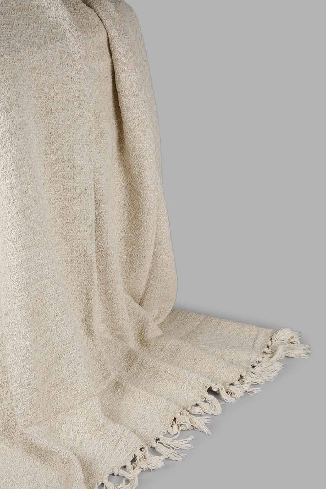 Redtag-Beige-Textured-Jacquard-Throw-Category:Throws,-Colour:White,-Deals:New-In,-Filter:Home-Bedroom,-HMW-BED-Throws,-New-In-HMW-BED,-Non-Sale,-Section:Homewares,-W22A-Home-Bedroom-