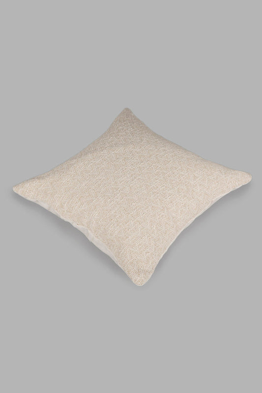 Redtag-Beige-Textured-Jacquard-Cushion-Category:Cushions,-Colour:White,-Deals:New-In,-Filter:Home-Bedroom,-HMW-BED-Cushions,-New-In-HMW-BED,-Non-Sale,-Section:Homewares,-W22A-Home-Bedroom-
