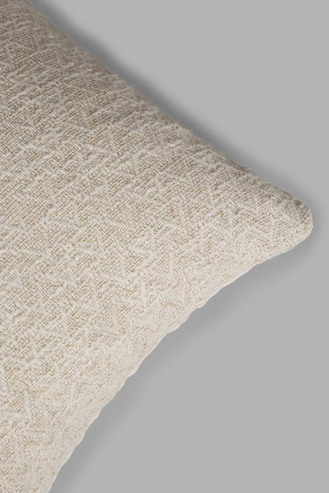 Redtag-Beige-Textured-Jacquard-Cushion-Category:Cushions,-Colour:White,-Deals:New-In,-Filter:Home-Bedroom,-HMW-BED-Cushions,-New-In-HMW-BED,-Non-Sale,-Section:Homewares,-W22A-Home-Bedroom-