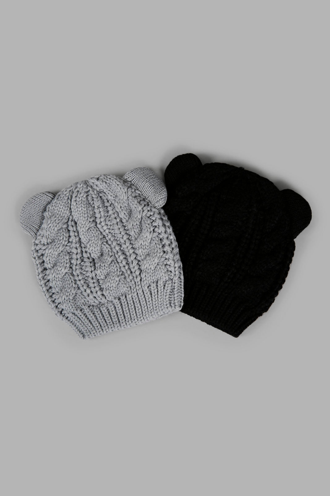 Redtag-Assorted-Grey-And-Black-Charcater-Knitted-Cap-Set-Of-2-BOY-Knitted-Accessories,-Category:Knitted-Accessories,-Colour:Assorted,-Filter:Boys-Accessories,-New-In,-New-In-BOY-ACC,-Non-Sale,-Section:Boys-(0-to-14Yrs),-W22A-Boys-