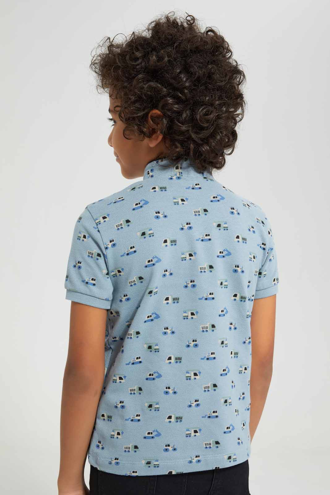 Redtag-Aqua-AOP-Stand-Up-Collar-Polo-T-Shirt-BOY-Polo-T-Shirts,-Category:Polo-T-Shirts,-Colour:Blue,-Deals:New-In,-Filter:Boys-(2-to-8-Yrs),-New-In-BOY-APL,-Non-Sale,-Section:Boys-(0-to-14Yrs),-TBL,-W22A-Boys-2 to 8 Years