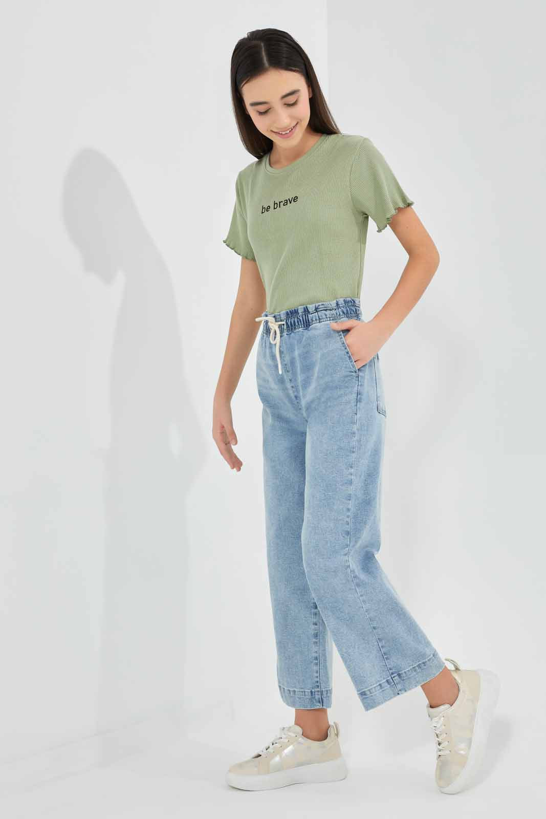 Redtag-Mint-Waffle-Embroidered-Top-Category:T-Shirts,-Colour:Mint,-Deals:New-In,-Filter:Senior-Girls-(9-to-14-Yrs),-GSR-T-Shirts,-New-In-GSR-APL,-Non-Sale,-Section:Girls-(0-to-14Yrs),-TBL,-W22O-Senior-Girls-9 to 14 Years
