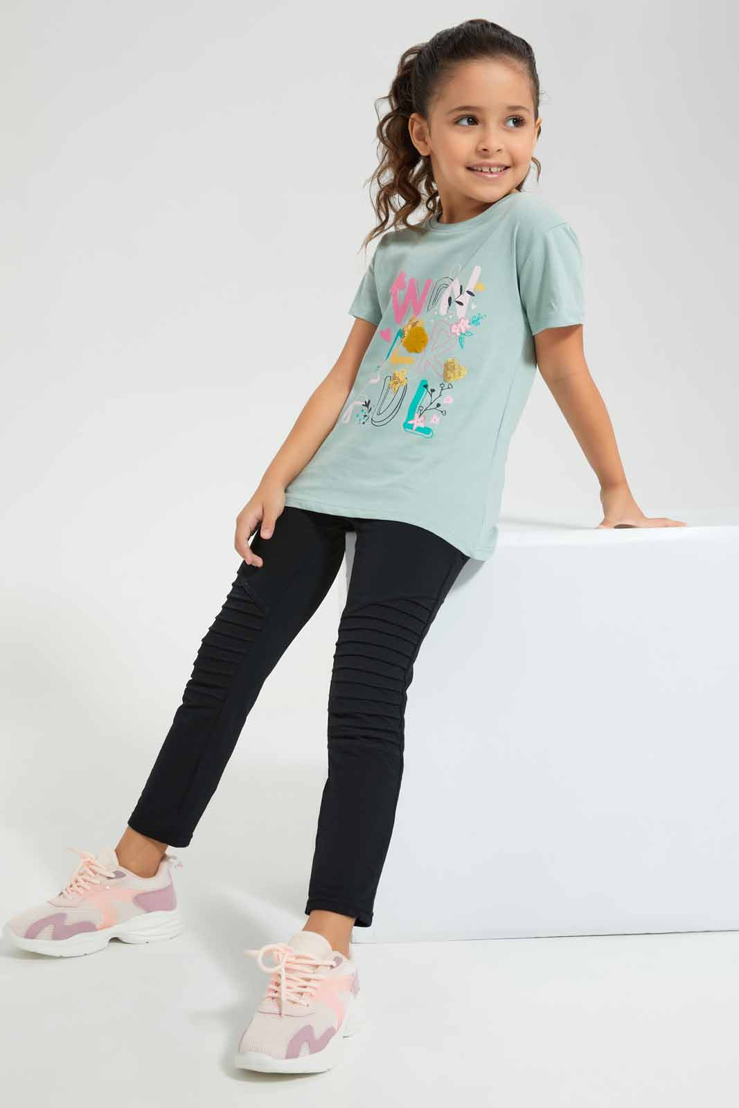 Redtag-Black-Girls-legging-Category:Jeggings,-Colour:Black,-Deals:New-In,-Filter:Girls-(2-to-8-Yrs),-GIR-Jeggings,-New-In-GIR-APL,-Non-Sale,-Section:Girls-(0-to-14Yrs),-W22O-Girls-2 to 8 Years