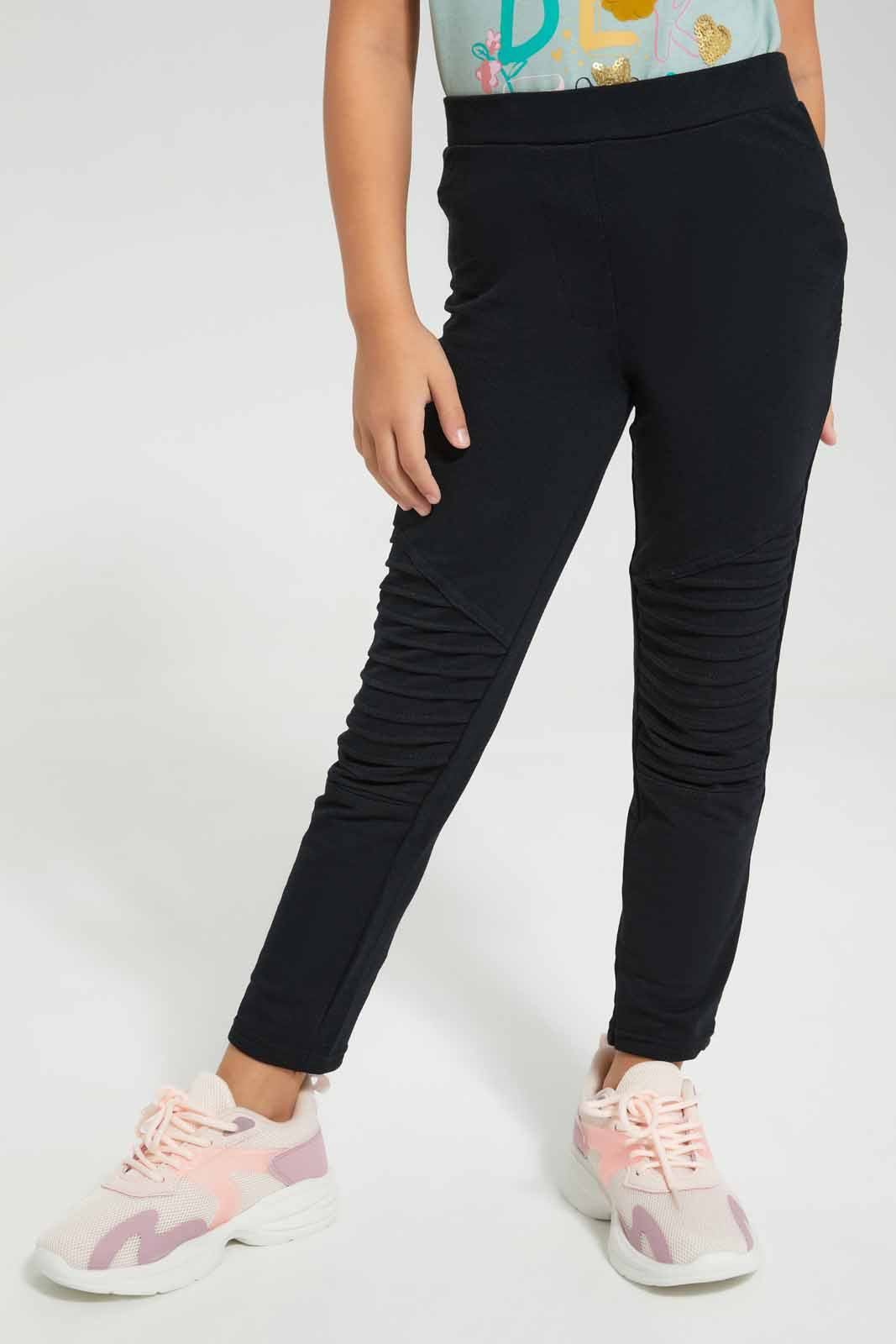 Redtag-Black-Girls-legging-Category:Jeggings,-Colour:Black,-Deals:New-In,-Filter:Girls-(2-to-8-Yrs),-GIR-Jeggings,-New-In-GIR-APL,-Non-Sale,-Section:Girls-(0-to-14Yrs),-W22O-Girls-2 to 8 Years