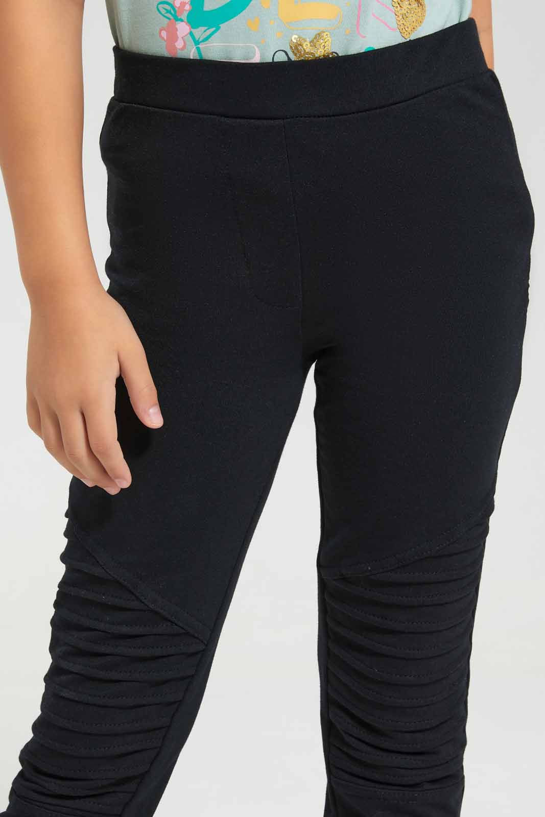 Redtag-Black-Girls-legging-Category:Jeggings,-Colour:Black,-Deals:New-In,-Filter:Girls-(2-to-8-Yrs),-GIR-Jeggings,-New-In-GIR-APL,-Non-Sale,-Section:Girls-(0-to-14Yrs),-W22O-Girls-2 to 8 Years