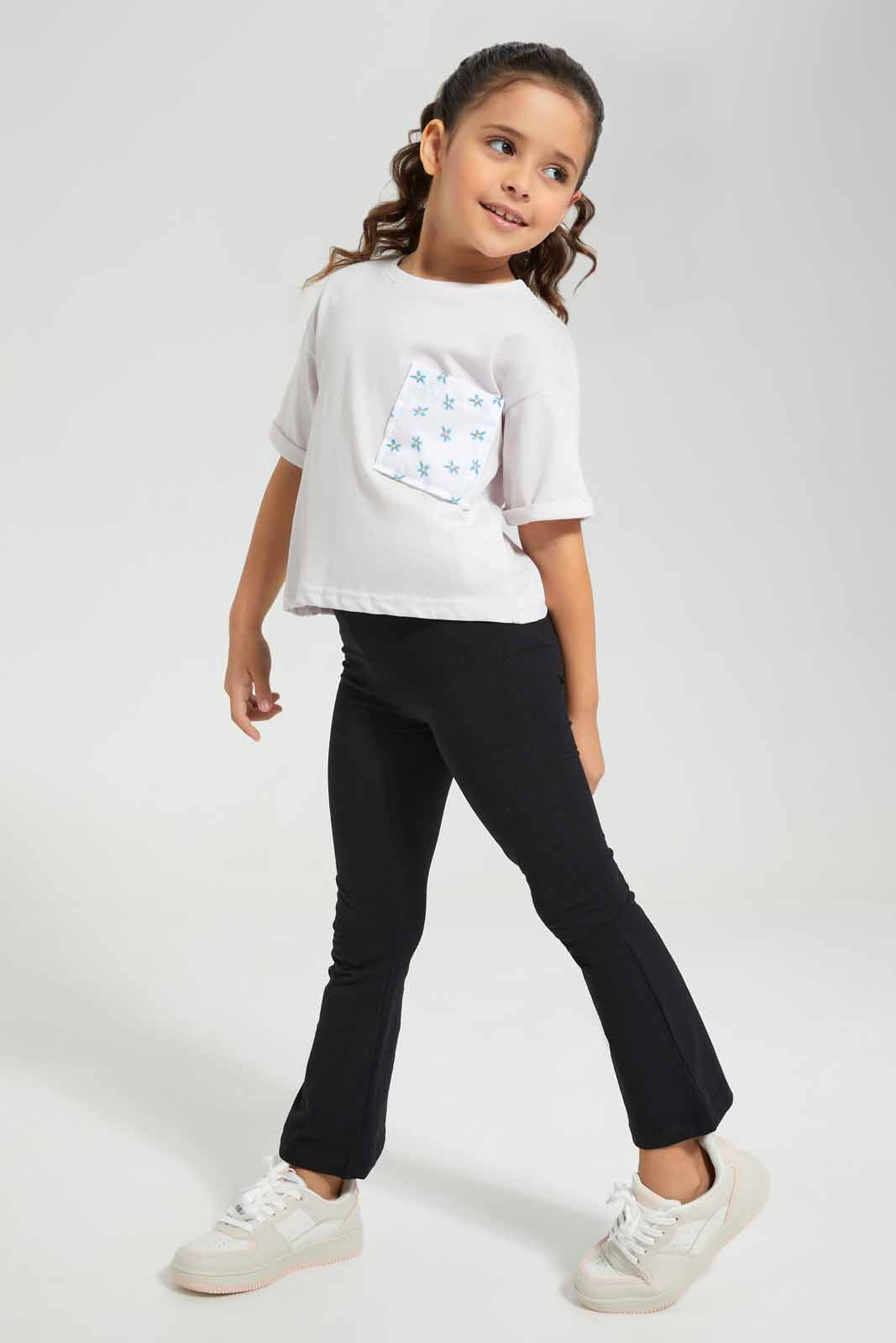Redtag-Black-Girls-legging-Category:Jeggings,-Colour:Black,-Deals:New-In,-Filter:Girls-(2-to-8-Yrs),-GIR-Jeggings,-New-In-GIR-APL,-Non-Sale,-Section:Girls-(0-to-14Yrs),-W22O-Girls-2 to 8 Years