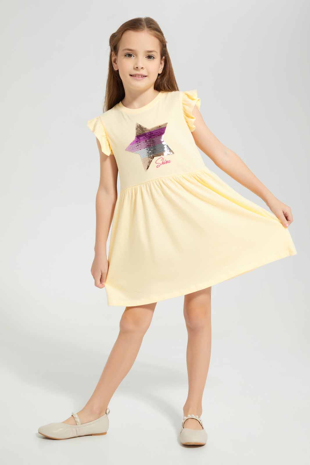 Redtag-Yellow-Knitted-Seq.-Dress-Category:Dresses,-Colour:Yellow,-Deals:New-In,-Filter:Girls-(2-to-8-Yrs),-GIR-Dresses,-New-In-GIR-APL,-Non-Sale,-Section:Girls-(0-to-14Yrs),-W22A-Girls-2 to 8 Years