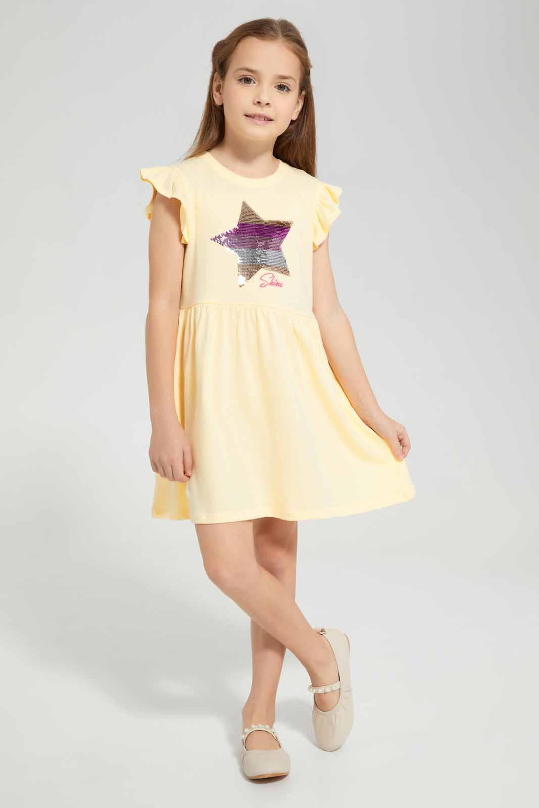 Redtag-Yellow-Knitted-Seq.-Dress-Category:Dresses,-Colour:Yellow,-Deals:New-In,-Filter:Girls-(2-to-8-Yrs),-GIR-Dresses,-New-In-GIR-APL,-Non-Sale,-Section:Girls-(0-to-14Yrs),-W22A-Girls-2 to 8 Years