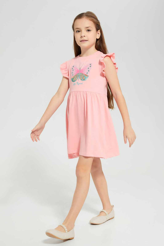 Redtag-Pink-Knitted-Seq.-Dress-Category:Dresses,-Colour:Apricot,-Deals:New-In,-Filter:Girls-(2-to-8-Yrs),-GIR-Dresses,-New-In-GIR-APL,-Non-Sale,-Section:Girls-(0-to-14Yrs),-W22A-Girls-2 to 8 Years