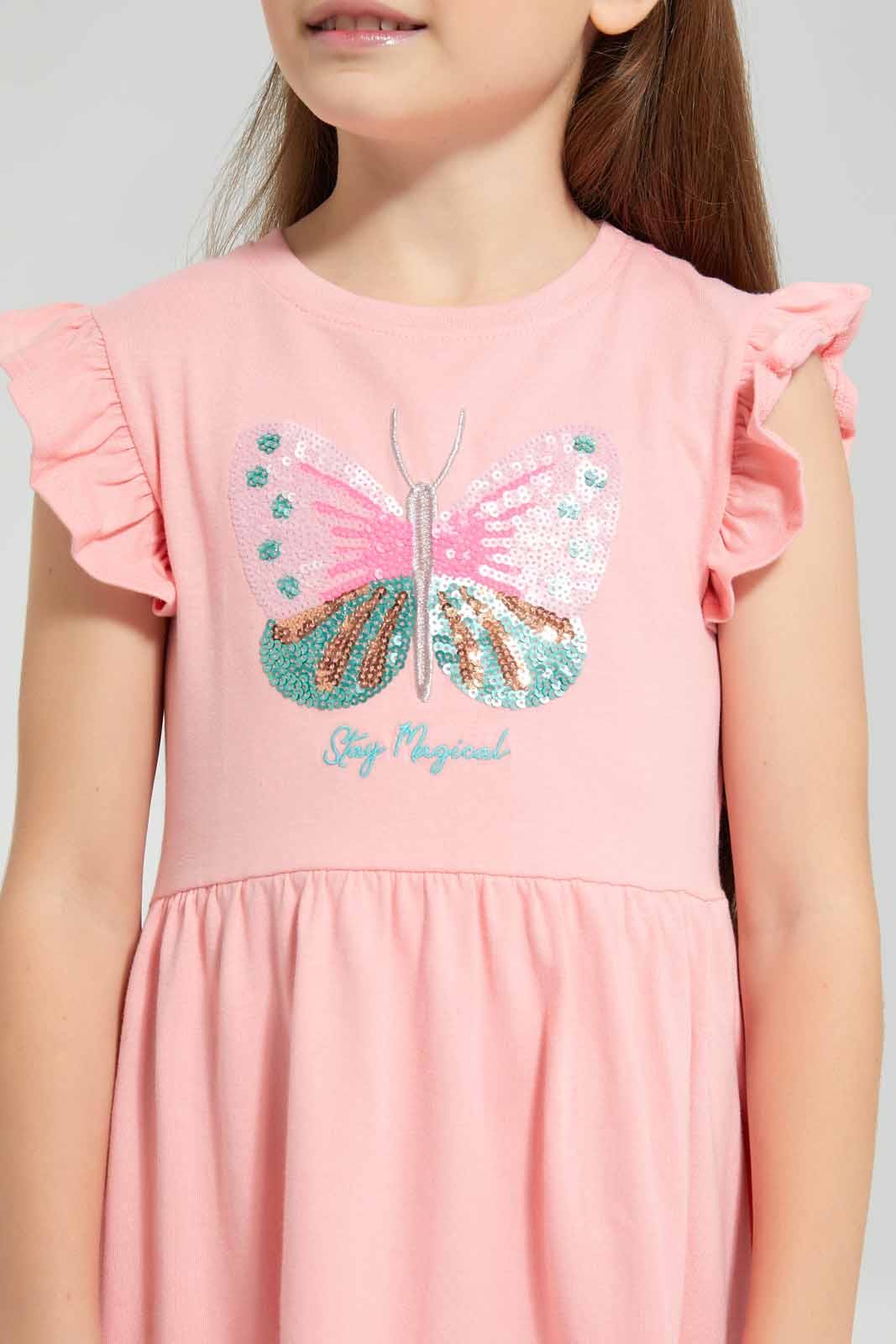 Redtag-Pink-Knitted-Seq.-Dress-Category:Dresses,-Colour:Apricot,-Deals:New-In,-Filter:Girls-(2-to-8-Yrs),-GIR-Dresses,-New-In-GIR-APL,-Non-Sale,-Section:Girls-(0-to-14Yrs),-W22A-Girls-2 to 8 Years