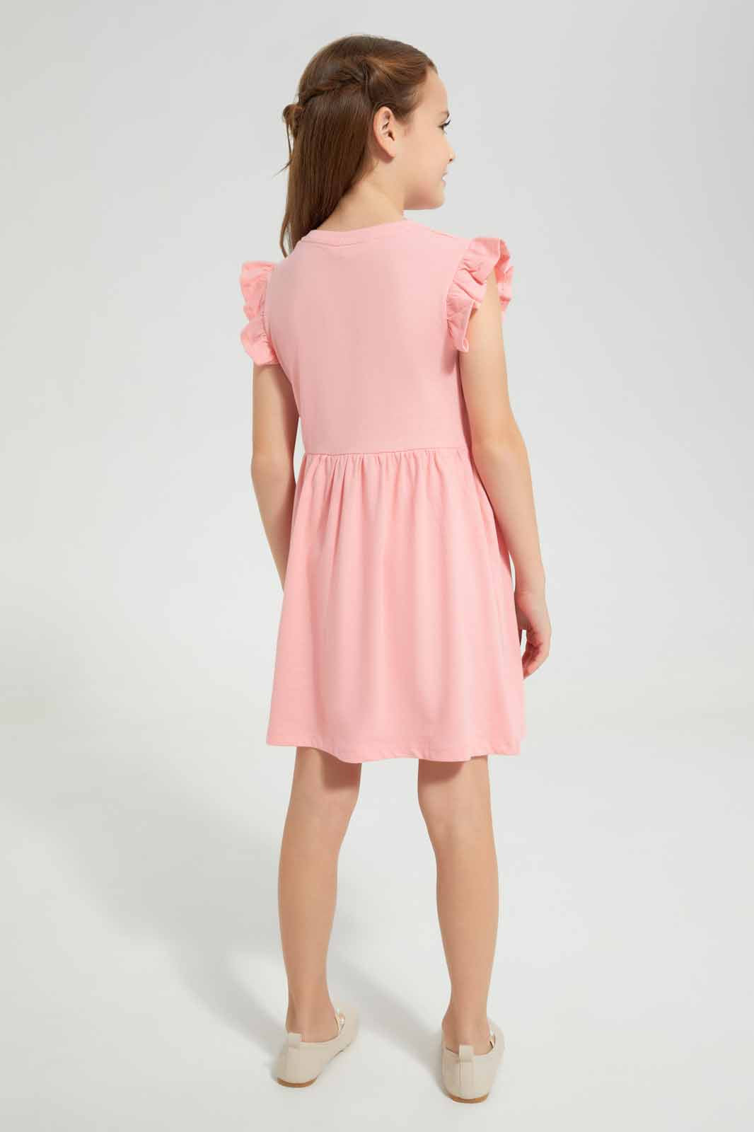 Redtag-Pink-Knitted-Seq.-Dress-Category:Dresses,-Colour:Apricot,-Deals:New-In,-Filter:Girls-(2-to-8-Yrs),-GIR-Dresses,-New-In-GIR-APL,-Non-Sale,-Section:Girls-(0-to-14Yrs),-W22A-Girls-2 to 8 Years