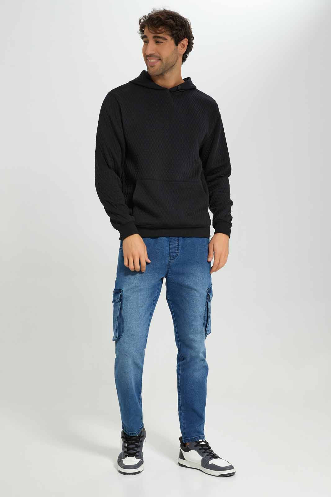 Redtag-Black-Quilted-Pullover-With-Hood-Category:Sweatshirts,-Colour:Black,-Deals:New-In,-Filter:Men's-Clothing,-Men-Sweatshirts,-New-In-Men-APL,-Non-Sale,-Section:Men,-W22A-Men's-