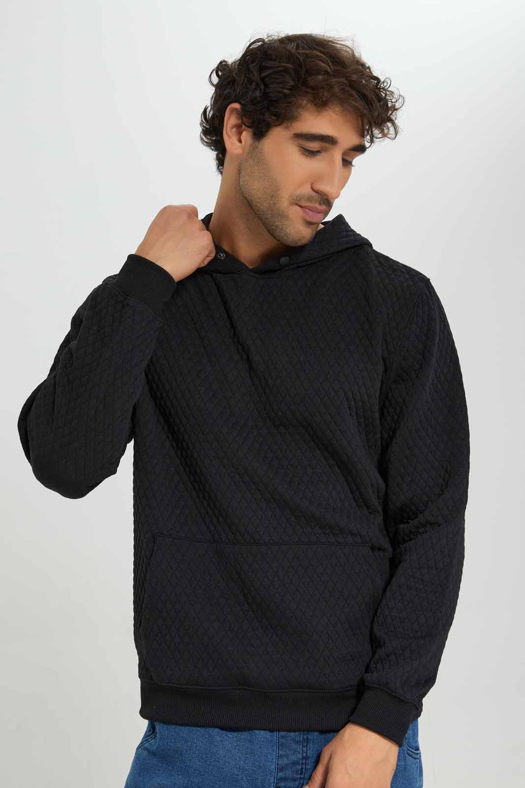 Redtag-Black-Quilted-Pullover-With-Hood-Category:Sweatshirts,-Colour:Black,-Deals:New-In,-Filter:Men's-Clothing,-Men-Sweatshirts,-New-In-Men-APL,-Non-Sale,-Section:Men,-W22A-Men's-