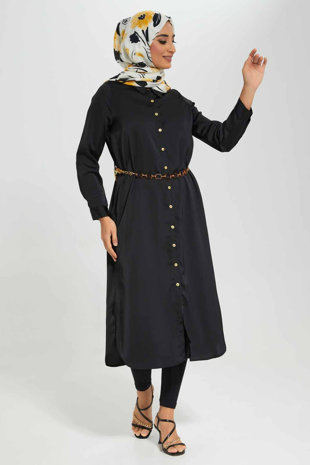 Redtag-Black-Belted-Collared-Shirt-Dress-Category:Dresses,-Colour:Black,-Deals:New-In,-Filter:Women's-Clothing,-LMC,-New-In-Women-APL,-Non-Sale,-Section:Women,-W22A,-Women-Dresses--