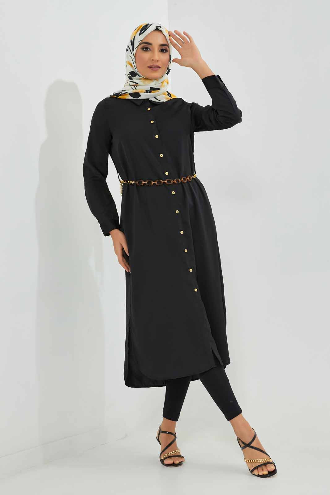 Redtag-Black-Belted-Collared-Shirt-Dress-Category:Dresses,-Colour:Black,-Deals:New-In,-Filter:Women's-Clothing,-LMC,-New-In-Women-APL,-Non-Sale,-Section:Women,-W22A,-Women-Dresses--