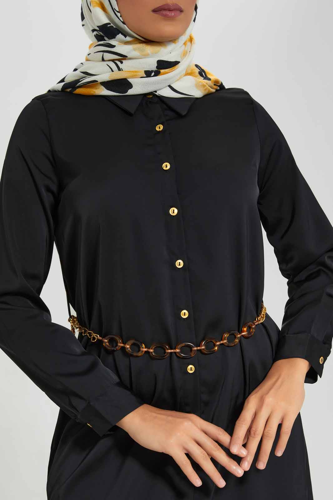 Redtag-Black-Belted-Collared-Shirt-Dress-Category:Dresses,-Colour:Black,-Deals:New-In,-Filter:Women's-Clothing,-LMC,-New-In-Women-APL,-Non-Sale,-Section:Women,-W22A,-Women-Dresses--