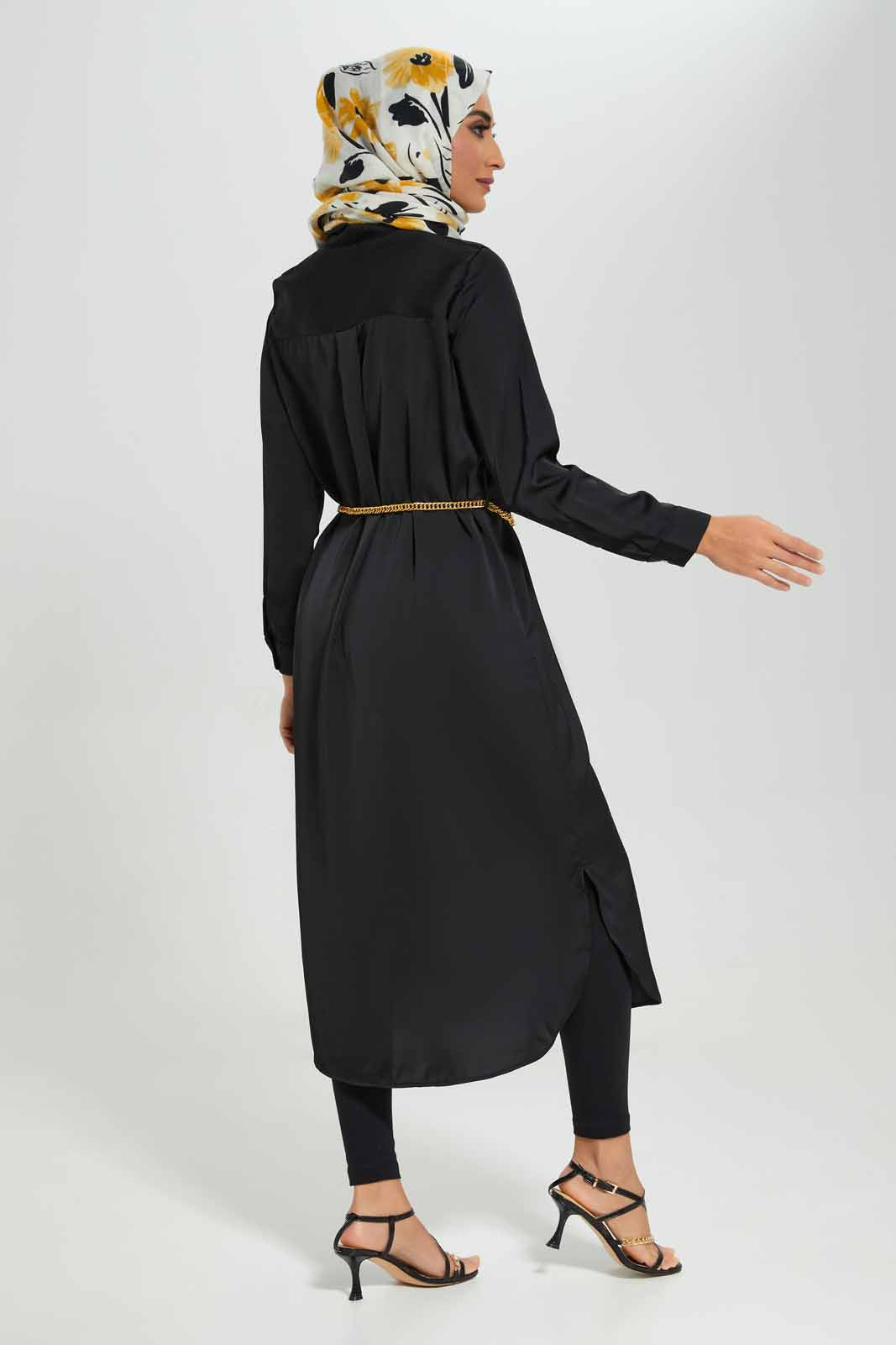 Redtag-Black-Belted-Collared-Shirt-Dress-Category:Dresses,-Colour:Black,-Deals:New-In,-Filter:Women's-Clothing,-LMC,-New-In-Women-APL,-Non-Sale,-Section:Women,-W22A,-Women-Dresses--
