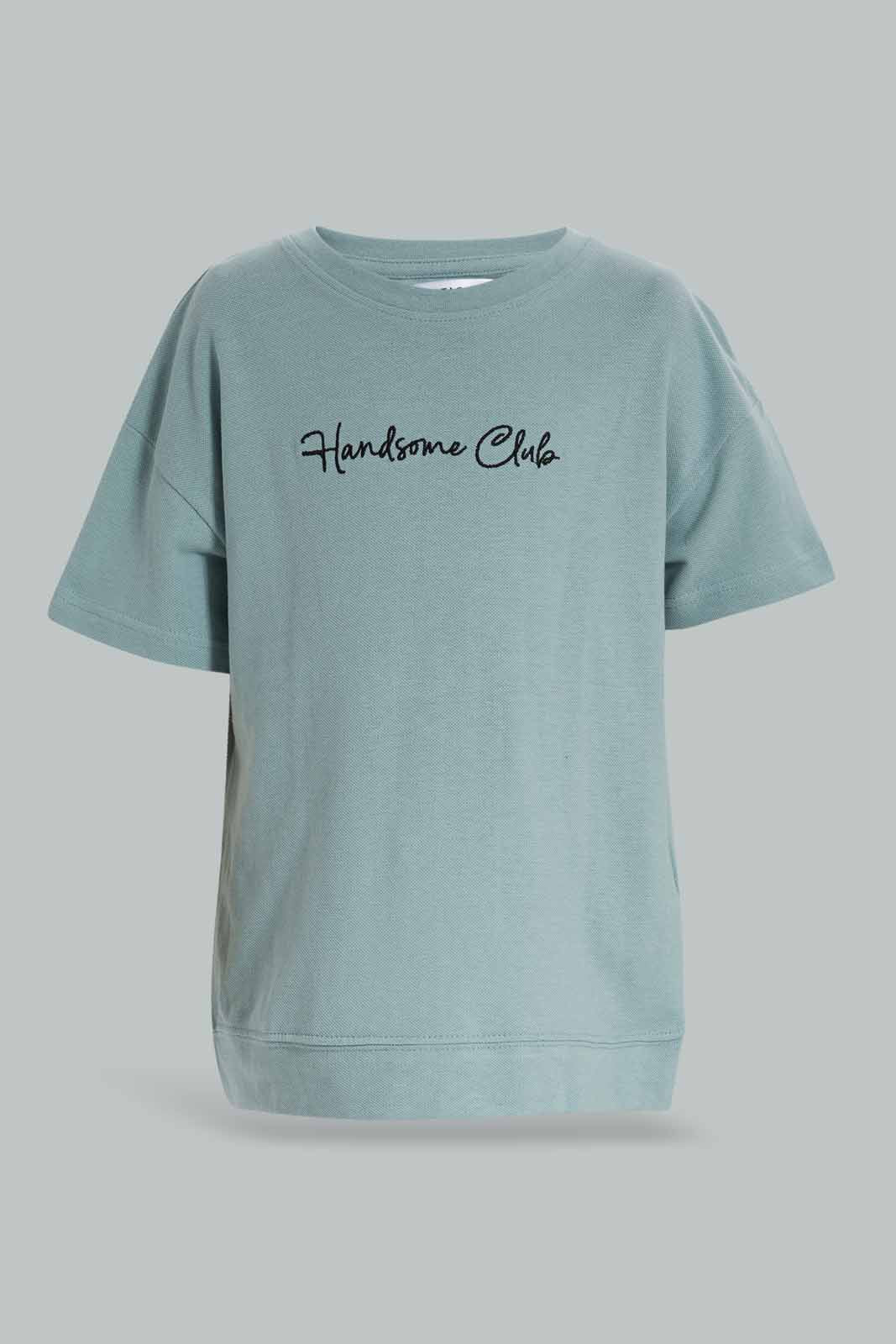 Redtag-Mint-Short-Sleeve-Pique-Over-Size-Embroidered-T-Shirt-BOY-T-Shirts,-Category:T-Shirts,-Colour:Mint,-Deals:New-In,-Filter:Boys-(2-to-8-Yrs),-New-In-BOY-APL,-Non-Sale,-Section:Boys-(0-to-14Yrs),-TBL,-W22A-Boys-2 to 8 Years