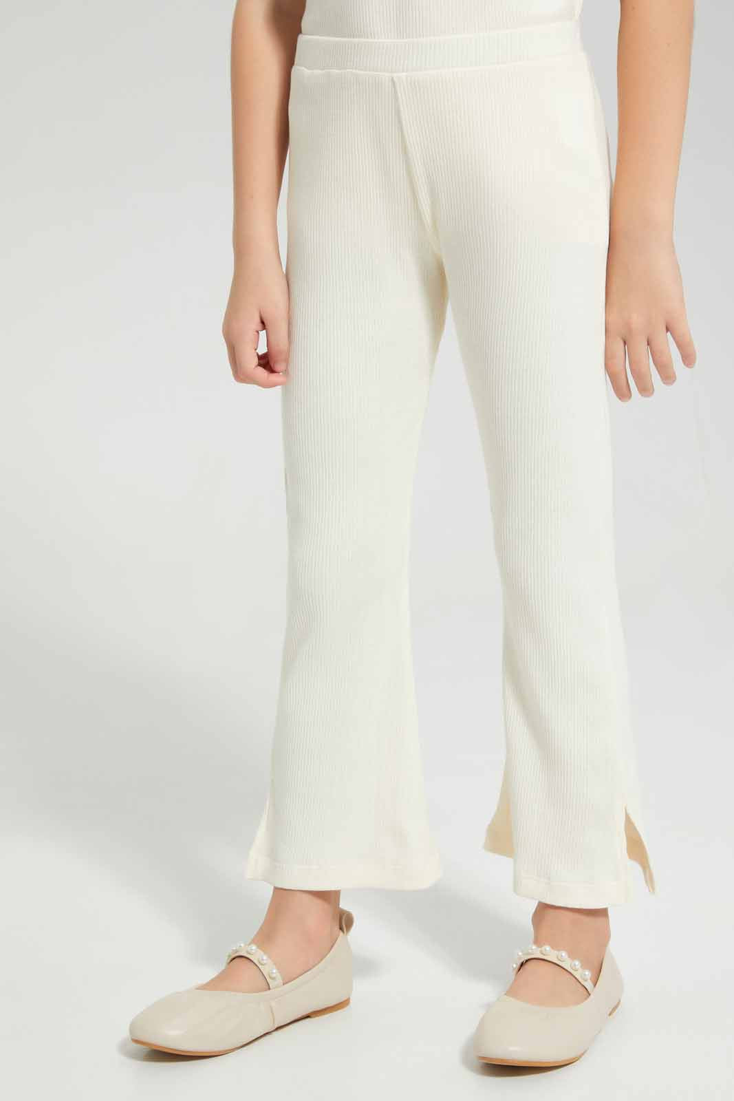 Redtag-Cream-Wideleg-Legging-Category:Jeggings,-Colour:Cream,-Deals:New-In,-Filter:Girls-(2-to-8-Yrs),-GIR-Jeggings,-New-In-GIR-APL,-Non-Sale,-Section:Girls-(0-to-14Yrs),-VLM,-W22O-Girls-2 to 8 Years