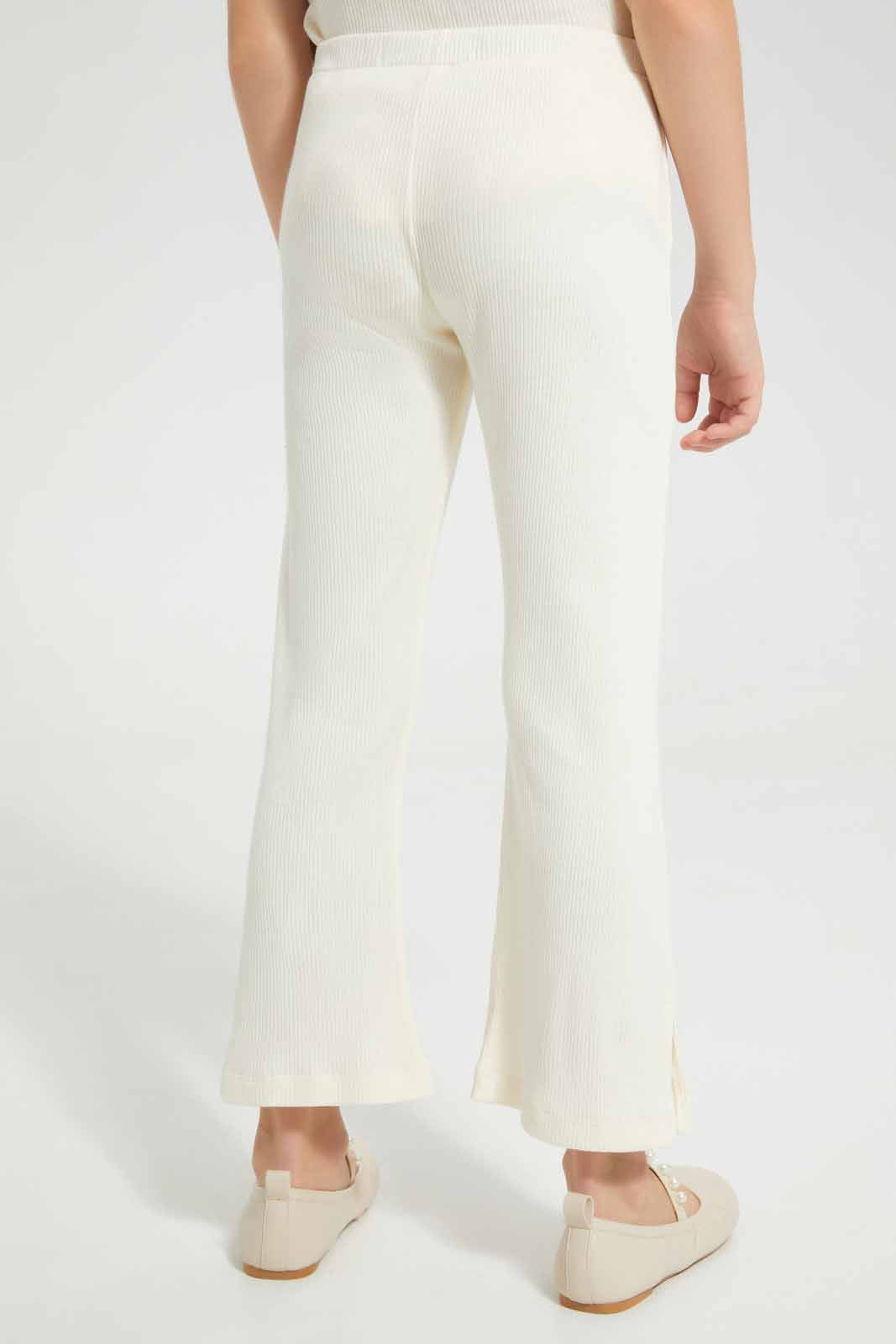 Redtag-Cream-Wideleg-Legging-Category:Jeggings,-Colour:Cream,-Deals:New-In,-Filter:Girls-(2-to-8-Yrs),-GIR-Jeggings,-New-In-GIR-APL,-Non-Sale,-Section:Girls-(0-to-14Yrs),-VLM,-W22O-Girls-2 to 8 Years