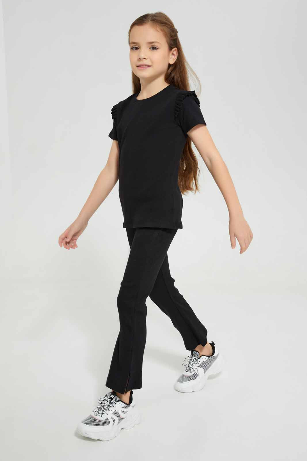 Redtag-Black-Wideleg-Legging-Category:Jeggings,-Colour:Black,-Deals:New-In,-Filter:Girls-(2-to-8-Yrs),-GIR-Jeggings,-New-In-GIR-APL,-Non-Sale,-Section:Girls-(0-to-14Yrs),-VLM,-W22O-Girls-2 to 8 Years