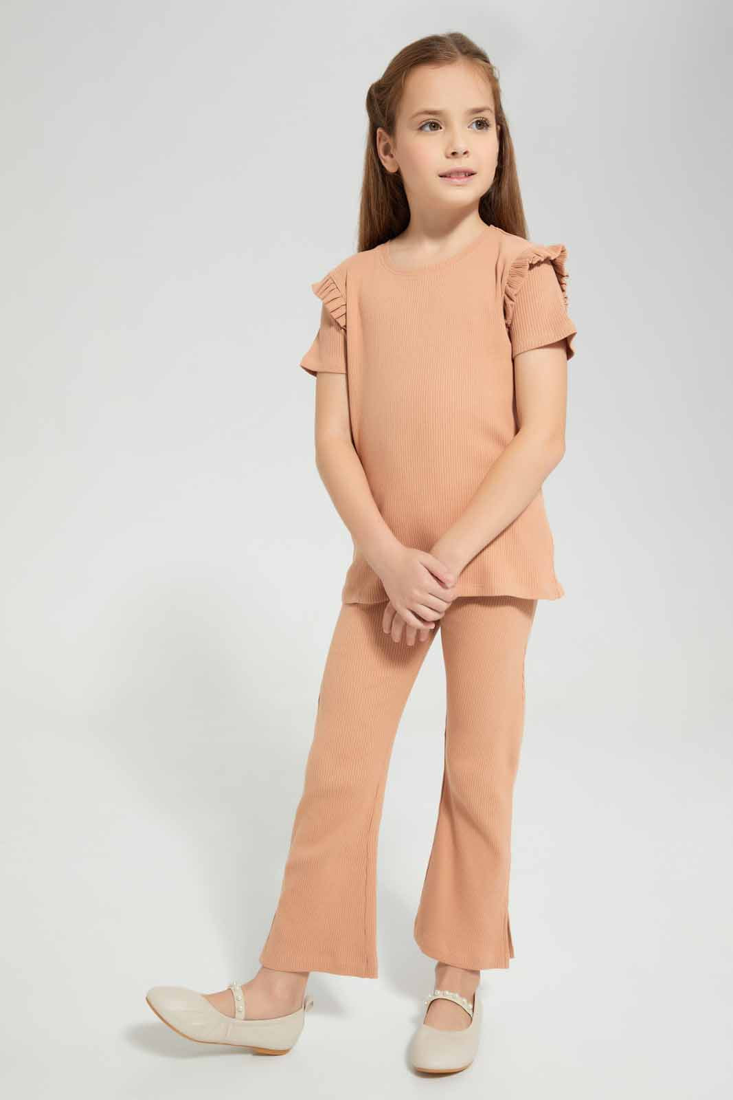 Redtag-Brown-Wideleg-Legging-Category:Jeggings,-Colour:Brown,-Deals:New-In,-Filter:Girls-(2-to-8-Yrs),-GIR-Jeggings,-New-In-GIR-APL,-Non-Sale,-Section:Girls-(0-to-14Yrs),-VLM,-W22O-Girls-2 to 8 Years