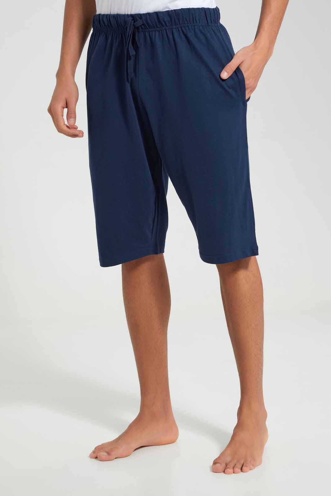 Redtag-White-T-Shirt-With-Navy-Shorts-Pyjama-Set-Category:Pyjama-Sets,-Colour:White,-Deals:New-In,-Filter:Men's-Clothing,-Men-Pyjama-Sets,-New-In-Men-APL,-Non-Sale,-Section:Men,-W22A-Men's-