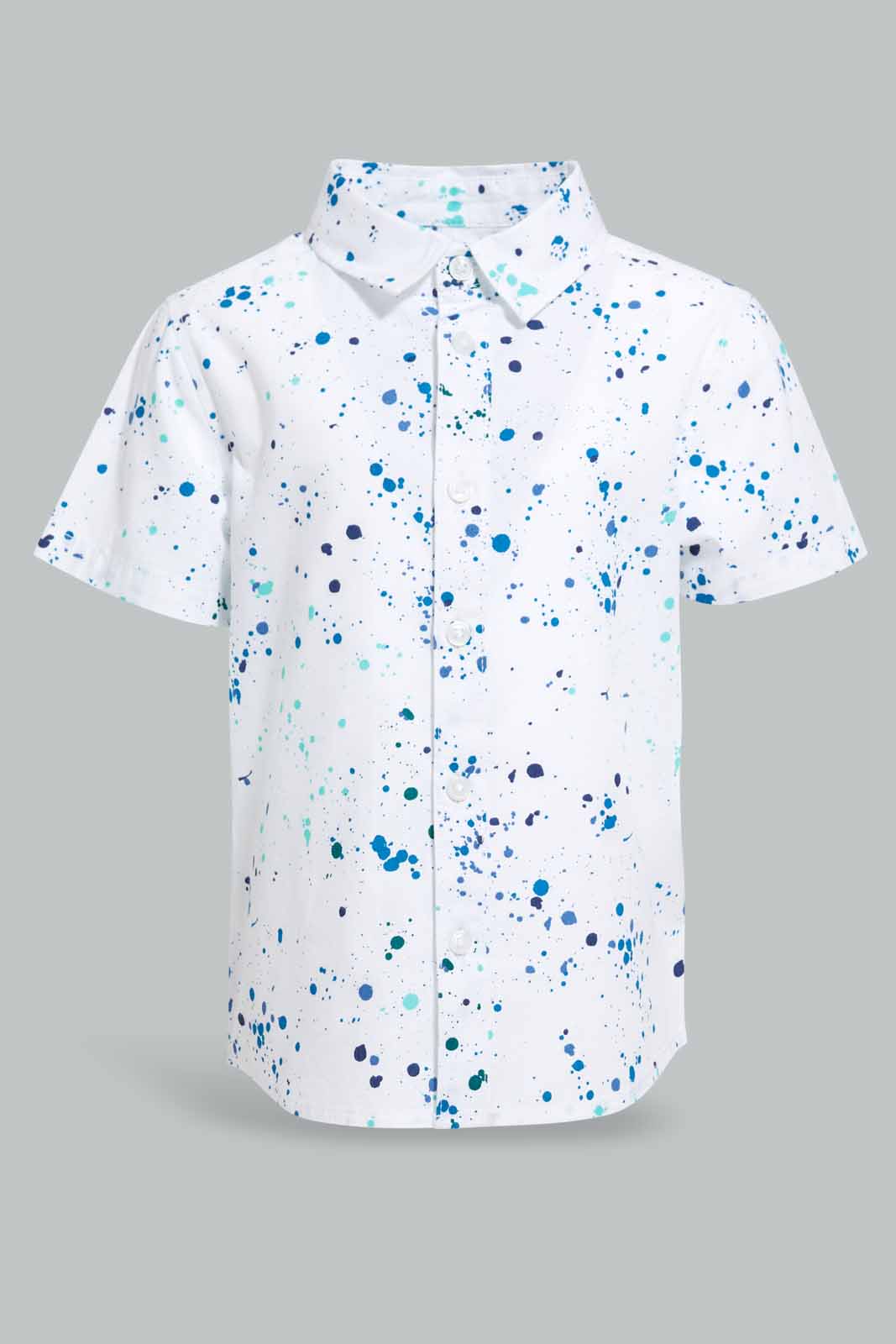 Redtag-White-Aop-Paint-Splash-Category:Shirts,-Colour:White,-Deals:New-In,-Filter:Infant-Boys-(3-to-24-Mths),-INB-Shirts,-New-In-INB-APL,-Non-Sale,-Section:Boys-(0-to-14Yrs),-W22A-Infant-Boys-3 to 24 Months