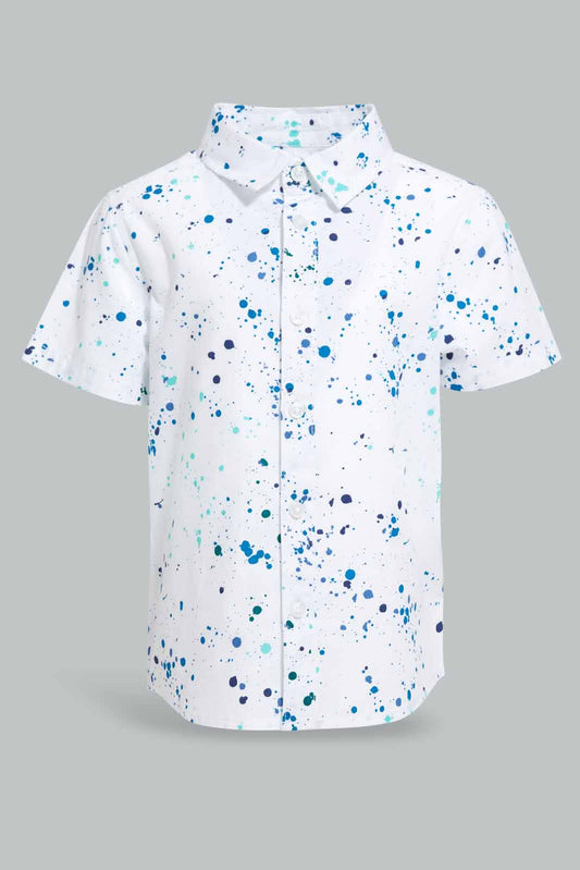 Redtag-White-Aop-Paint-Splash-Category:Shirts,-Colour:White,-Deals:New-In,-Filter:Infant-Boys-(3-to-24-Mths),-INB-Shirts,-New-In-INB-APL,-Non-Sale,-Section:Boys-(0-to-14Yrs),-W22A-Infant-Boys-3 to 24 Months