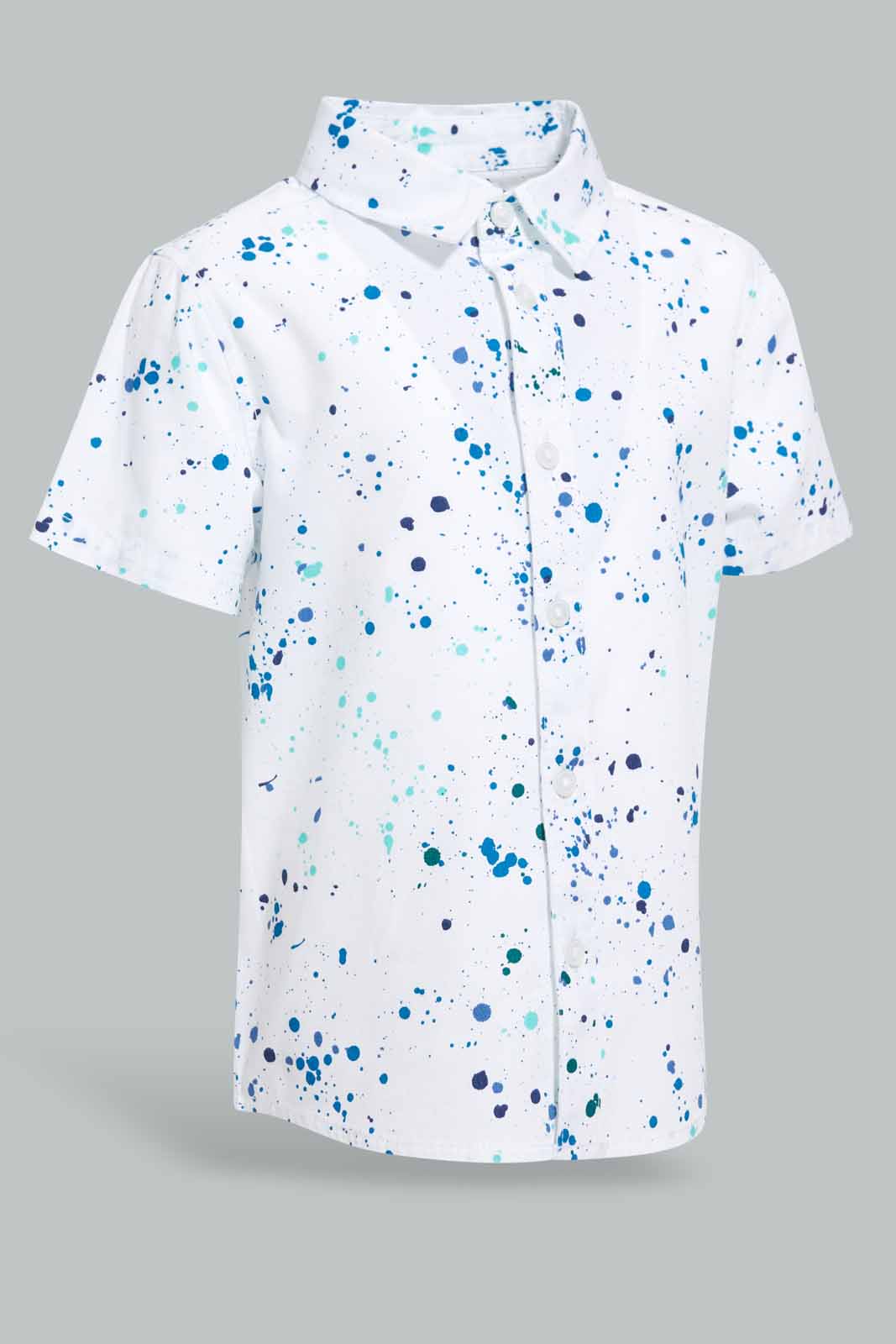 Redtag-White-Aop-Paint-Splash-Category:Shirts,-Colour:White,-Deals:New-In,-Filter:Infant-Boys-(3-to-24-Mths),-INB-Shirts,-New-In-INB-APL,-Non-Sale,-Section:Boys-(0-to-14Yrs),-W22A-Infant-Boys-3 to 24 Months