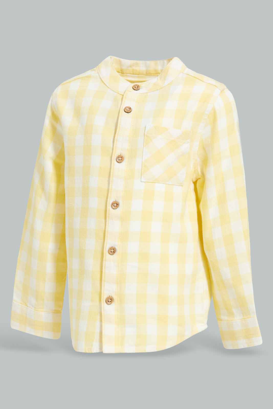 Redtag-Yellow-Gingham-Shirt-Category:Shirts,-Colour:Yellow,-Deals:New-In,-Filter:Infant-Boys-(3-to-24-Mths),-INB-Shirts,-New-In-INB-APL,-Non-Sale,-Section:Boys-(0-to-14Yrs),-W22B-Infant-Boys-3 to 24 Months