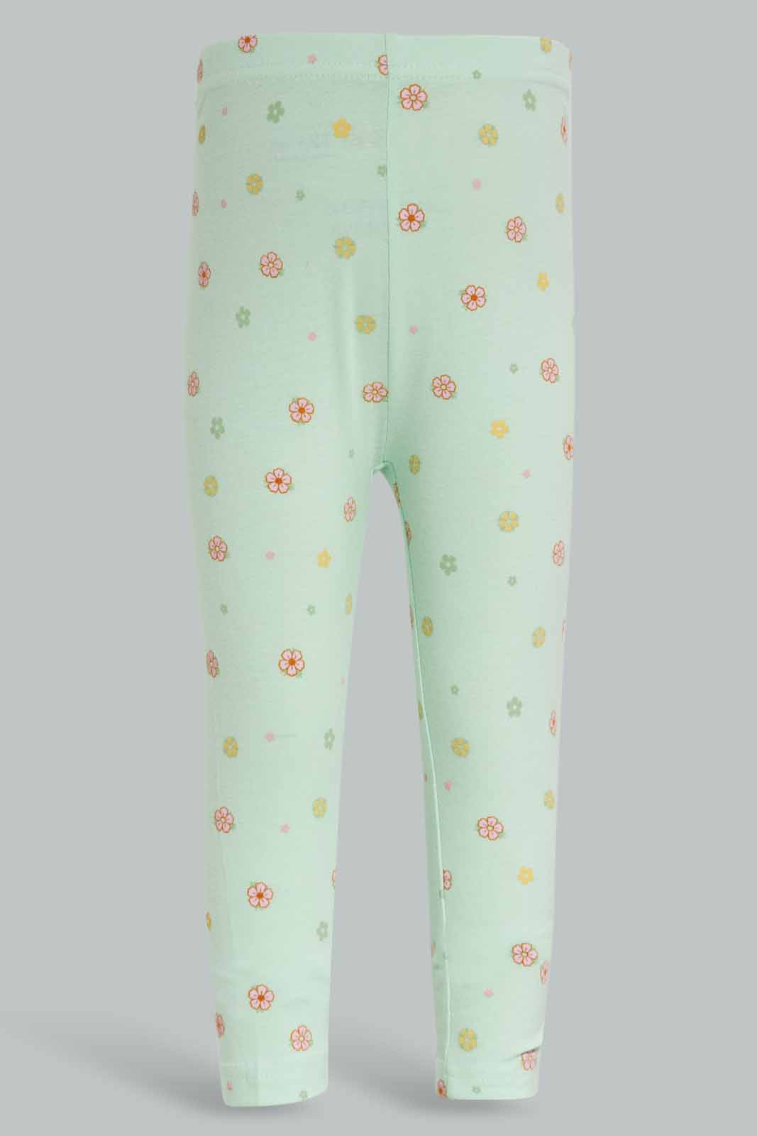 Redtag-Mint-Floral-AOP-Legging-Category:Leggings,-Colour:Mint,-Deals:New-In,-Filter:Infant-Girls-(3-to-24-Mths),-ING-Leggings,-New-In-ING-APL,-Non-Sale,-Section:Girls-(0-to-14Yrs),-TBL,-W22A-Infant-Girls-3 to 24 Months