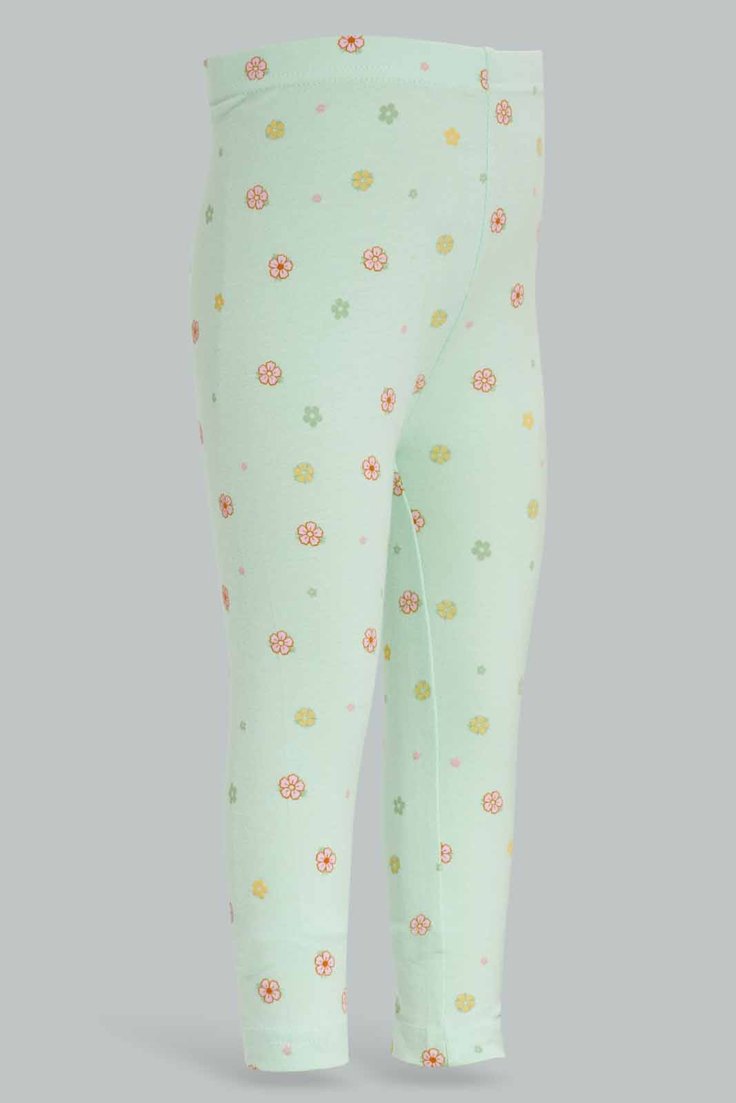 Redtag-Mint-Floral-AOP-Legging-Category:Leggings,-Colour:Mint,-Deals:New-In,-Filter:Infant-Girls-(3-to-24-Mths),-ING-Leggings,-New-In-ING-APL,-Non-Sale,-Section:Girls-(0-to-14Yrs),-TBL,-W22A-Infant-Girls-3 to 24 Months