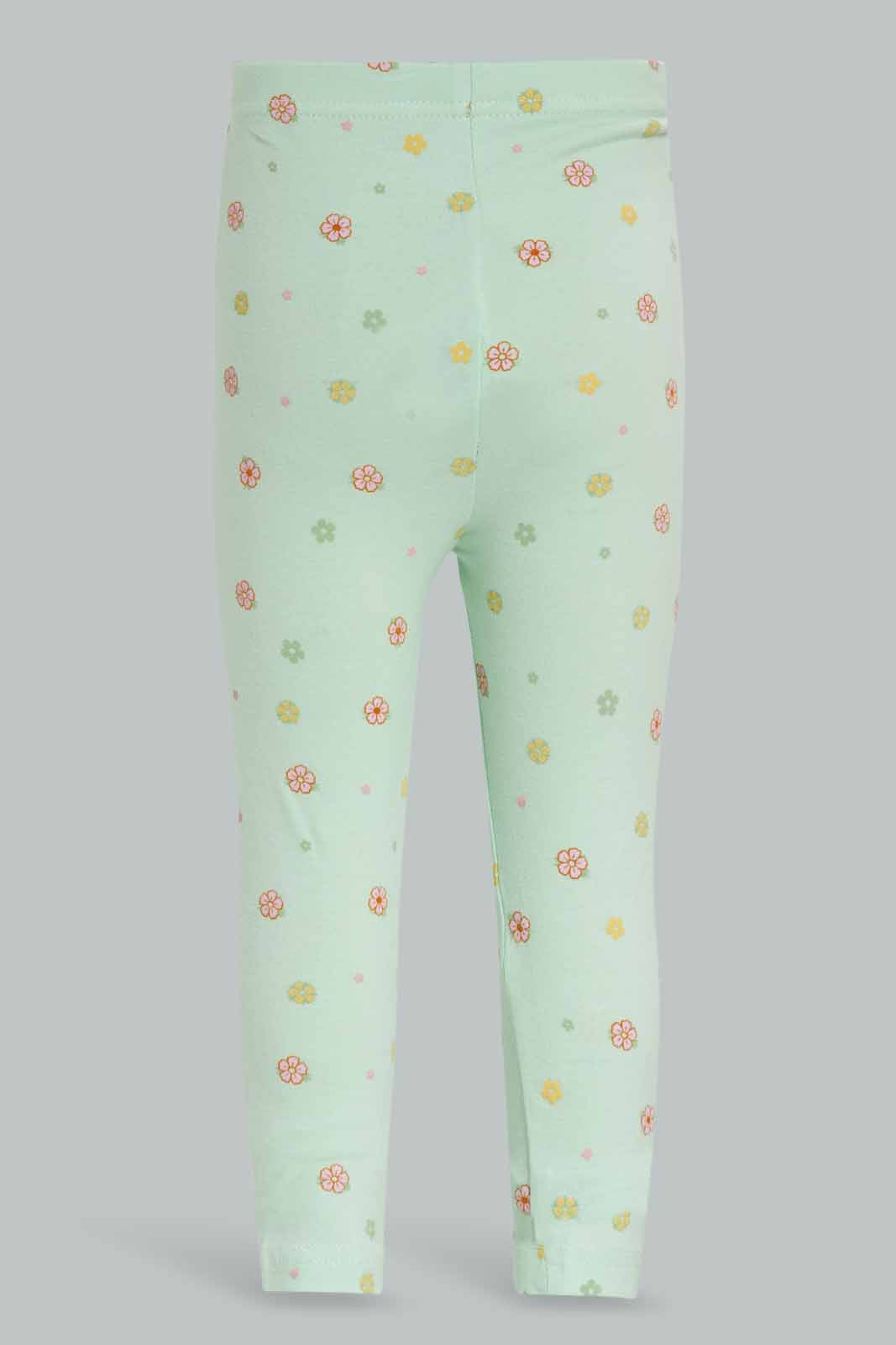 Redtag-Mint-Floral-AOP-Legging-Category:Leggings,-Colour:Mint,-Deals:New-In,-Filter:Infant-Girls-(3-to-24-Mths),-ING-Leggings,-New-In-ING-APL,-Non-Sale,-Section:Girls-(0-to-14Yrs),-TBL,-W22A-Infant-Girls-3 to 24 Months