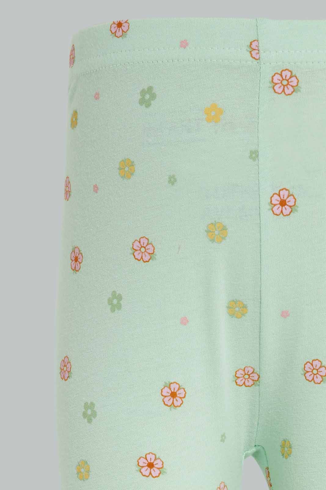 Redtag-Mint-Floral-AOP-Legging-Category:Leggings,-Colour:Mint,-Deals:New-In,-Filter:Infant-Girls-(3-to-24-Mths),-ING-Leggings,-New-In-ING-APL,-Non-Sale,-Section:Girls-(0-to-14Yrs),-TBL,-W22A-Infant-Girls-3 to 24 Months