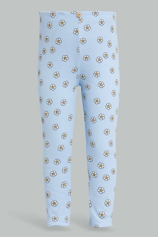 Redtag-Blue-AOP-Rib-Legging-Category:Leggings,-Colour:Blue,-Deals:New-In,-Filter:Infant-Girls-(3-to-24-Mths),-ING-Leggings,-New-In-ING-APL,-Non-Sale,-Section:Girls-(0-to-14Yrs),-TBL,-W22A-Infant-Girls-3 to 24 Months