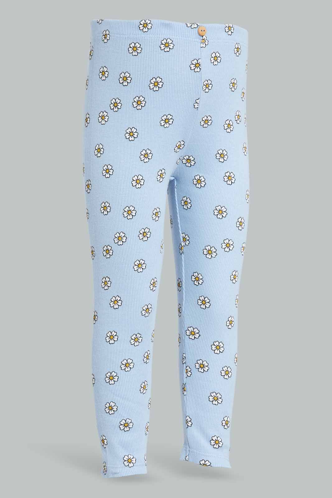 Redtag-Blue-AOP-Rib-Legging-Category:Leggings,-Colour:Blue,-Deals:New-In,-Filter:Infant-Girls-(3-to-24-Mths),-ING-Leggings,-New-In-ING-APL,-Non-Sale,-Section:Girls-(0-to-14Yrs),-TBL,-W22A-Infant-Girls-3 to 24 Months