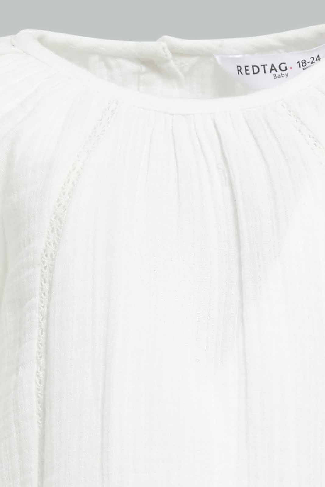 Redtag-White-Solid-Frill-Hem-Blouse-Category:Blouses,-Colour:White,-Deals:New-In,-Filter:Infant-Girls-(3-to-24-Mths),-ING-Blouses,-New-In-ING-APL,-Non-Sale,-Section:Girls-(0-to-14Yrs),-W22A-Infant-Girls-3 to 24 Months